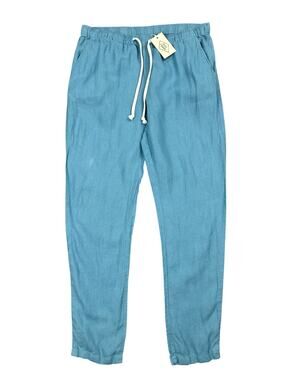 Alex Crane Bo Drawstring Linen Pants Blue — Size Medium